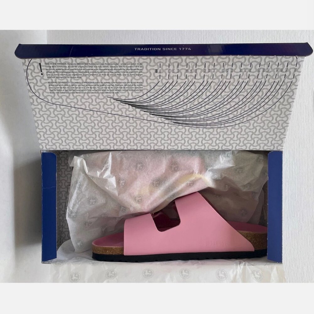 NEW! BIRKENSTOCKS ARIZONA BIG BUCKLE FONDANT PINK LEATHER SANDALS WOMENS 37 6 N - Picture 6 of 13